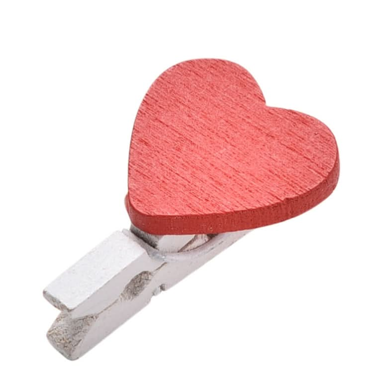 50 PCS Mini Red Heart Love Wooden Photo Paper Peg Pin Clothespin Craft Postcard Clips Reluova