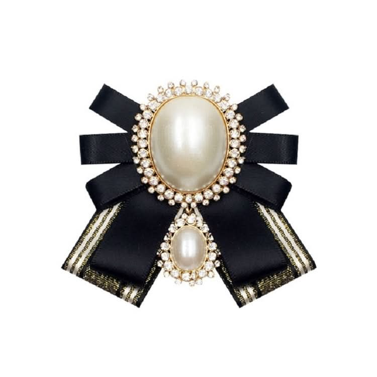 Women Pearl Bow-knot Bow Tie Cloth Brooch Clothing Accessories Reluova