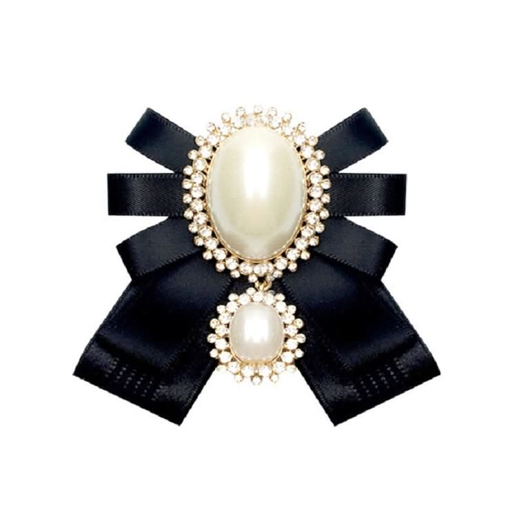 Women Pearl Bow-knot Bow Tie Cloth Brooch Clothing Accessories Reluova