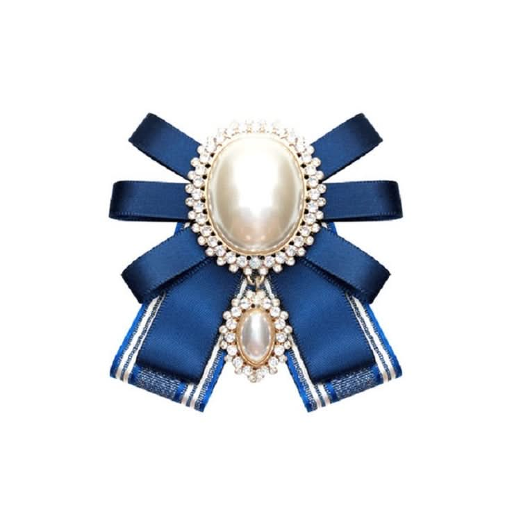 Women Pearl Bow-knot Bow Tie Cloth Brooch Clothing Accessories Reluova