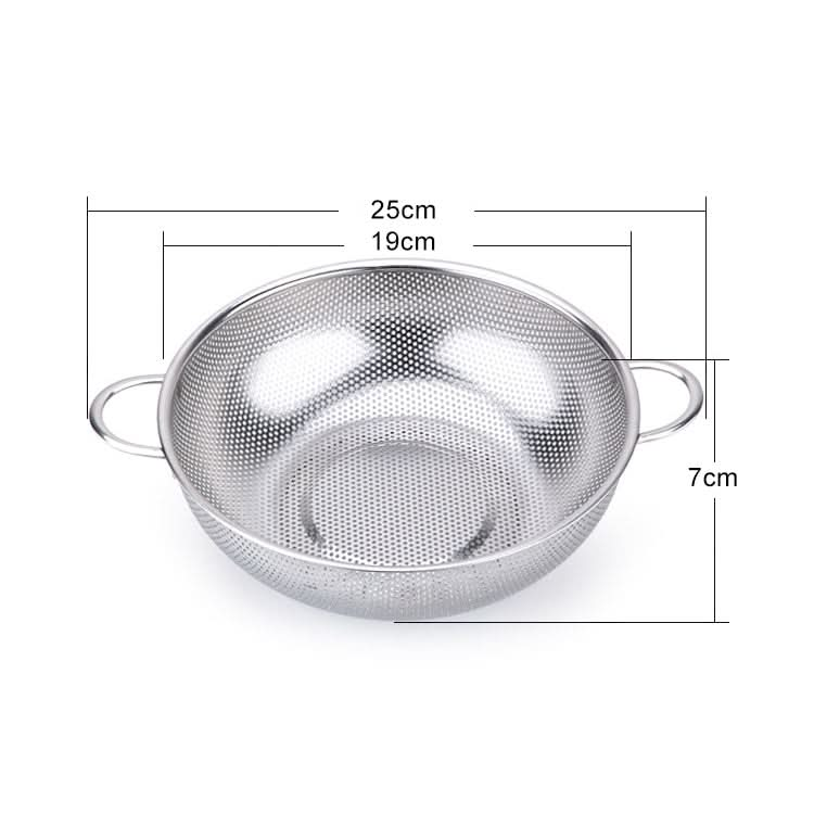 Stainless Steel Round Wash Basket Binaural Wash Rice Basket Drain Basin - Reluova