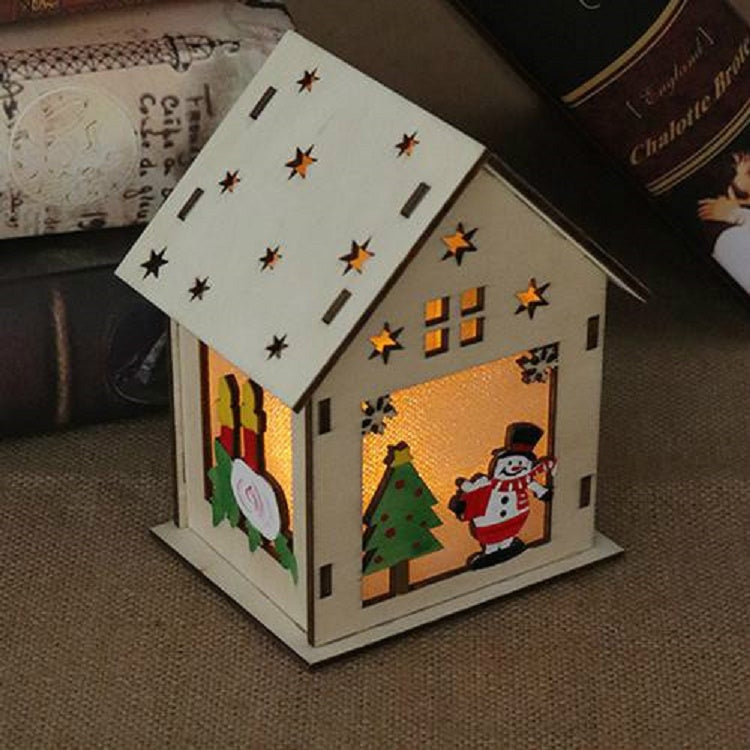 Christmas Luminous Wooden House Christmas Tree Decorations Hanging Ornaments DIY Gift Window Decoration My Store