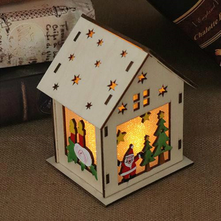 Christmas Luminous Wooden House Christmas Tree Decorations Hanging Ornaments DIY Gift Window Decoration My Store