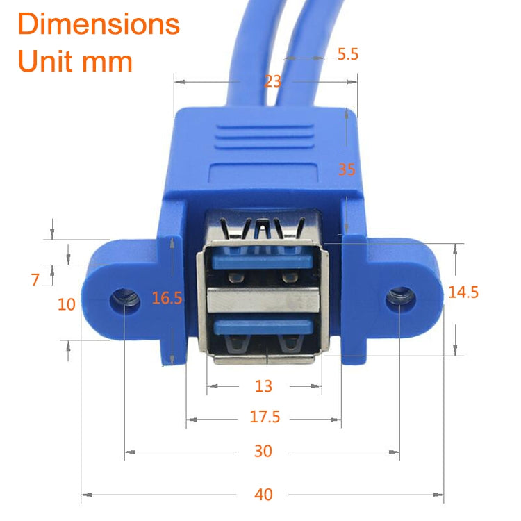 Motherboard 20pin Turn Double USB3.0 Extension Cable  with Ear Baffle Cable My Store