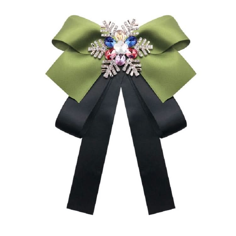 Women Snowflake Shape Colored Rhinestone Bow-knot Bow Tie Brooch Clothing Accessories Reluova