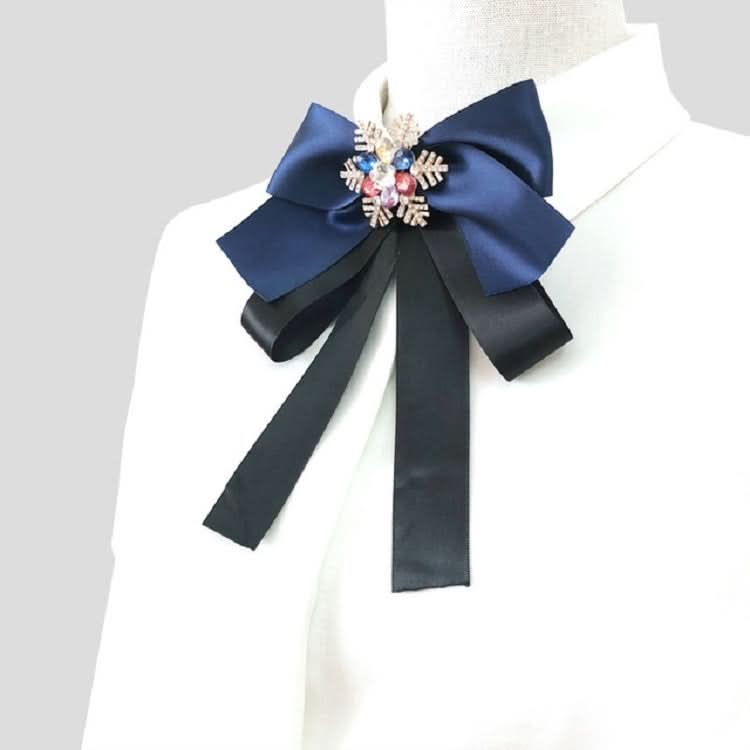 Women Snowflake Shape Colored Rhinestone Bow-knot Bow Tie Brooch Clothing Accessories Reluova