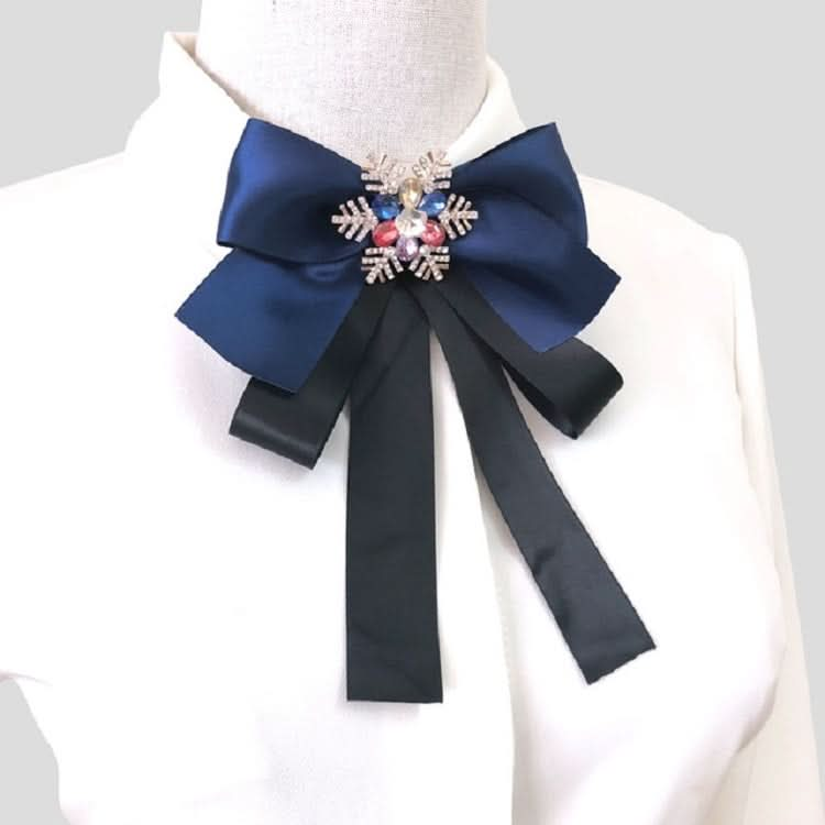 Women Snowflake Shape Colored Rhinestone Bow-knot Bow Tie Brooch Clothing Accessories Reluova