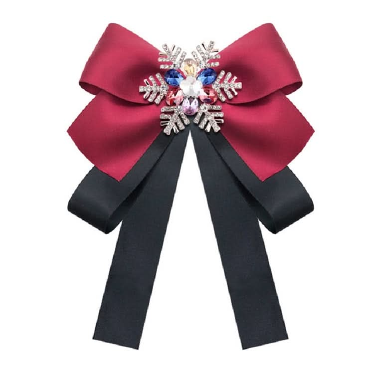 Women Snowflake Shape Colored Rhinestone Bow-knot Bow Tie Brooch Clothing Accessories Reluova