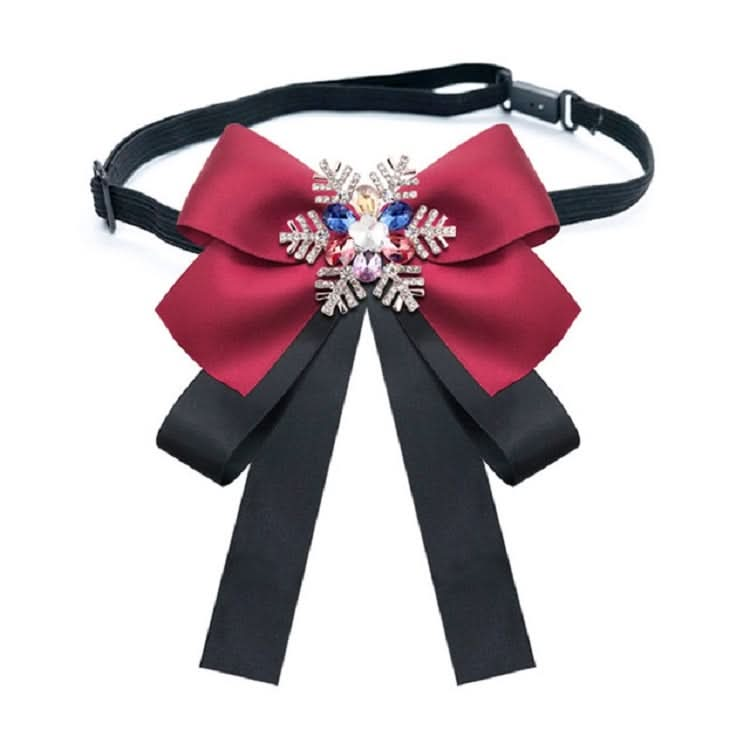 Women Snowflake Shape Colored Rhinestone Bow-knot Bow Tie Brooch Clothing Accessories Reluova