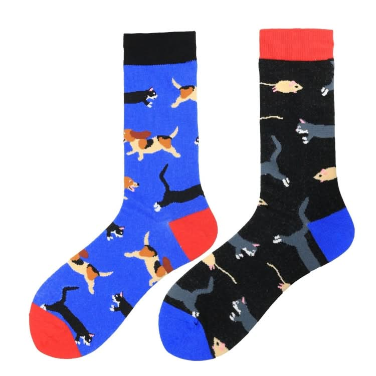 Trendy Asymmetric Fashion Medium Tube Colorful Skateboard Male Socks Reluova