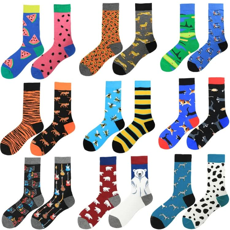 Trendy Asymmetric Fashion Medium Tube Colorful Skateboard Male Socks Reluova