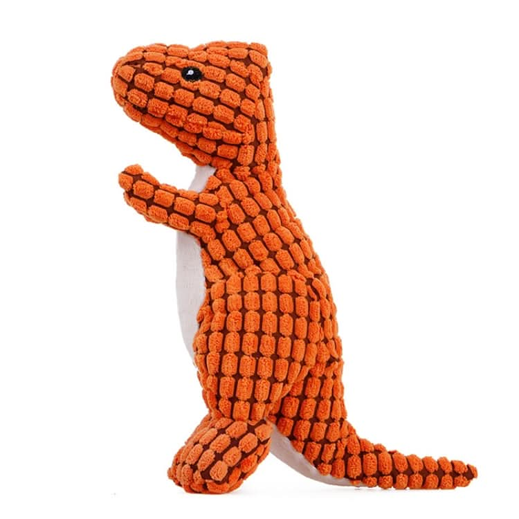 3372 Dinosaur Shape Plush Chew Molar Squeaky Toys for Pet Dogs to Clean the Teeth(Orange)-Reluova