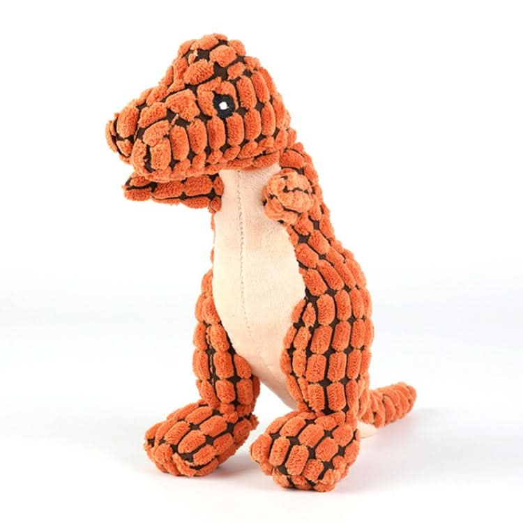 3372 Dinosaur Shape Plush Chew Molar Squeaky Toys for Pet Dogs to Clean the Teeth(Orange)-Reluova