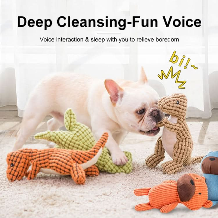 3372 Dinosaur Shape Plush Chew Molar Squeaky Toys for Pet Dogs to Clean the Teeth(Orange)-Reluova