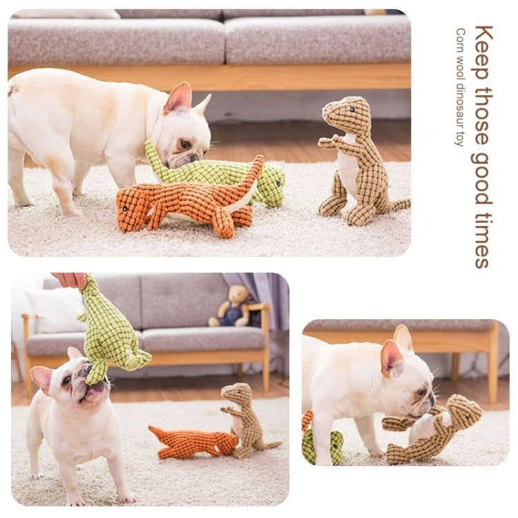 3372 Dinosaur Shape Plush Chew Molar Squeaky Toys for Pet Dogs to Clean the Teeth(Orange)-Reluova