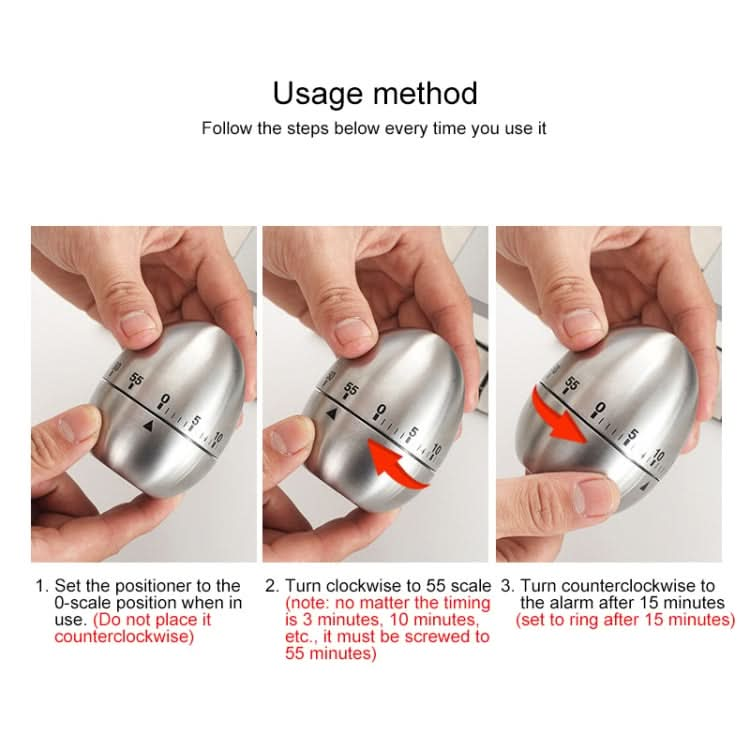 Mechanical Egg Kitchen Cooking Timer Alarm 60 Minutes Stainless Steel  Kitchen Tools - Reluova