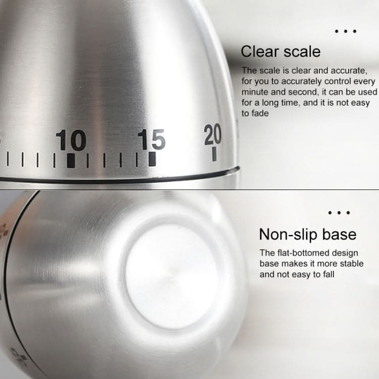 Mechanical Egg Kitchen Cooking Timer Alarm 60 Minutes Stainless Steel  Kitchen Tools - Reluova