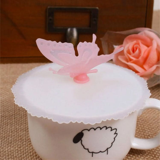 2 PCS Creative Dustproof Silicone Butterfly Transparent Lace Cup Cover-Reluova