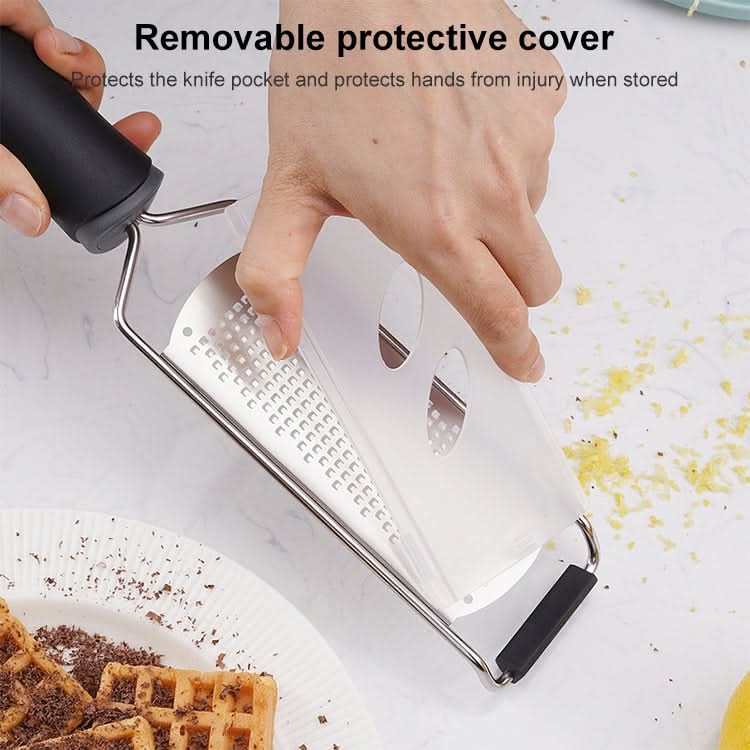 Cheese Grater Stainless Steel Blade Cheese Slicer Lemon Grater Chocolate Scraping Planer with Protective Cover - Reluova