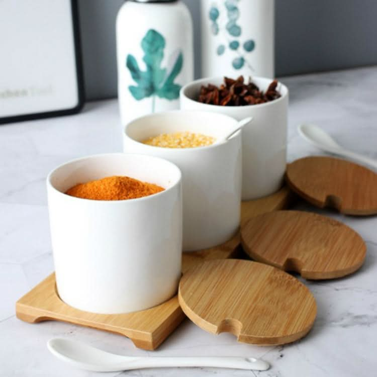 3pcs / Set Simple Life Creative Ceramics Kitchen Food Containers Organizer Jars For Spices Sugar-bowl Condiment Box Kitchen Storage Bottl-Reluova