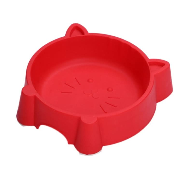 2 PCS Eco-friendly Plastic Anti-skid Cat Face Bowl Pet Supplies(Red)-Reluova