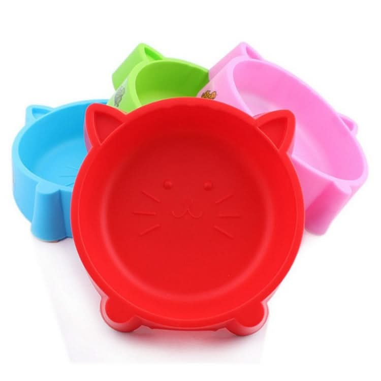 2 PCS Eco-friendly Plastic Anti-skid Cat Face Bowl Pet Supplies(Red)-Reluova