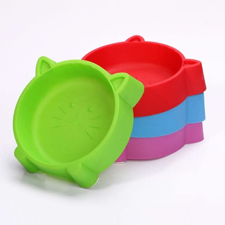 2 PCS Eco-friendly Plastic Anti-skid Cat Face Bowl Pet Supplies(Red)-Reluova