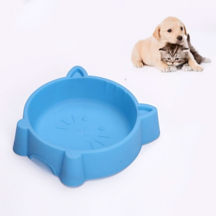 2 PCS Eco-friendly Plastic Anti-skid Cat Face Bowl Pet Supplies(Light Blue)-Reluova