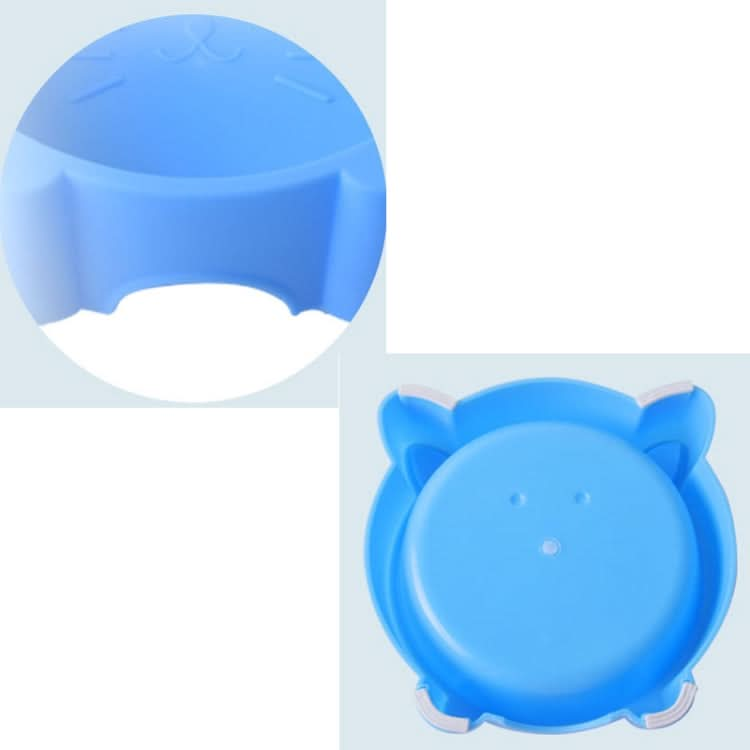 2 PCS Eco-friendly Plastic Anti-skid Cat Face Bowl Pet Supplies(Light Blue)-Reluova