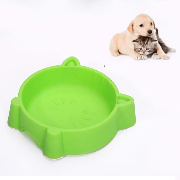 2 PCS Eco-friendly Plastic Anti-skid Cat Face Bowl Pet Supplies(Green)-Reluova