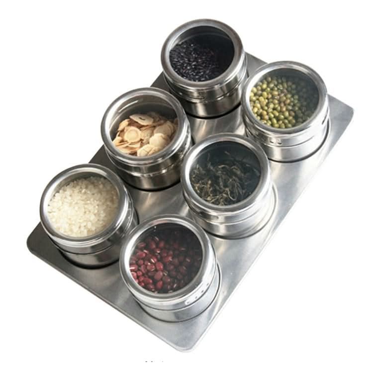 6 in 1 Kitchen Stainless Steel Salt Condiment Set Spice Jars Container Spice Bottles-Reluova