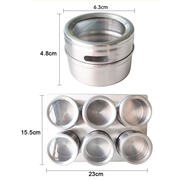 6 in 1 Kitchen Stainless Steel Salt Condiment Set Spice Jars Container Spice Bottles-Reluova