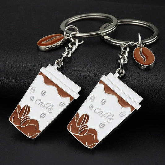 2 PCS Coffee Cup Keychain Creative Metal Pendant Small Gift