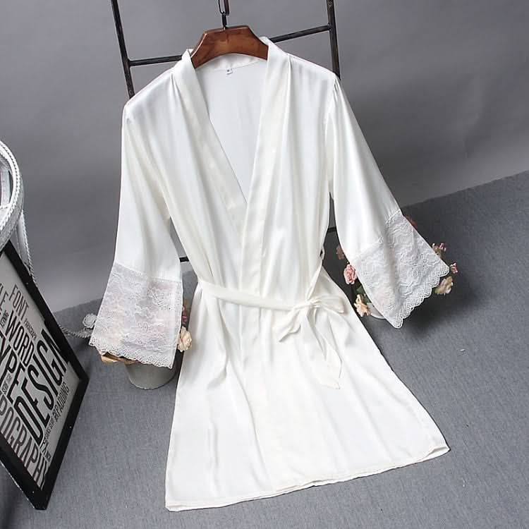 Robes  Elegant Sleepwear Sexy Lace Women Dressing Kimono Silk Bath Robe