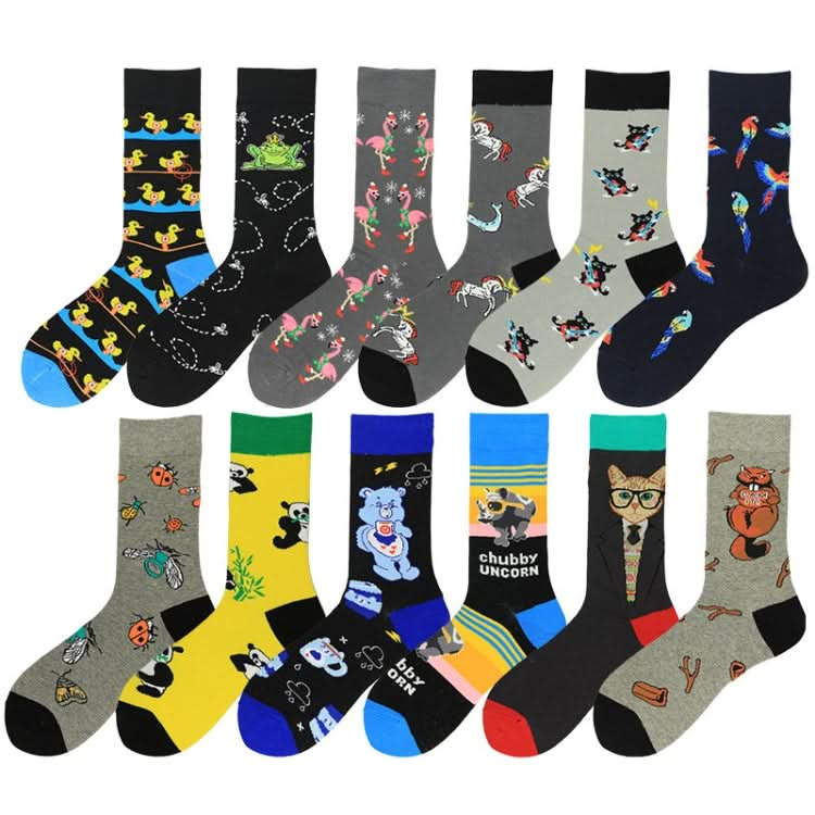 Autumn Personality Animal Colorful Skates Tube Male Socks Reluova