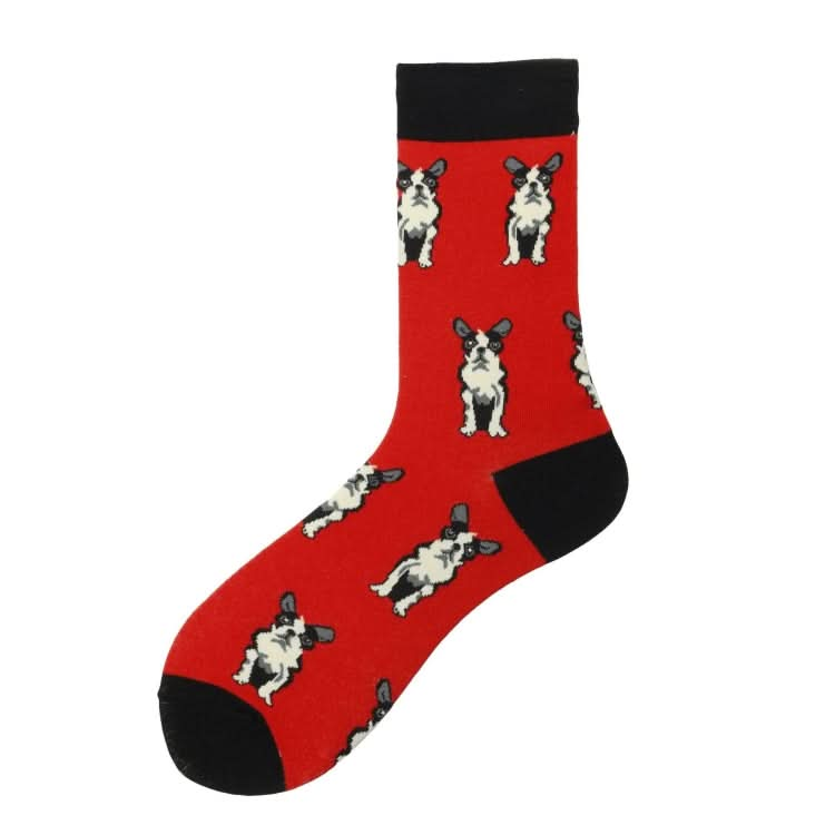 Autumn & Winter Tide Socks Cute Dog Series Middle Tube Men Cotton Socks Reluova