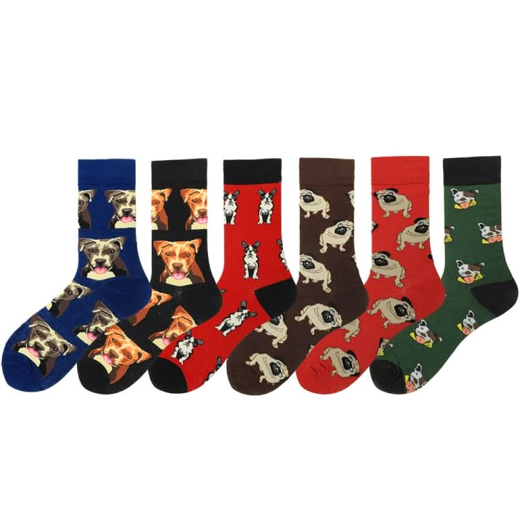 Autumn & Winter Tide Socks Cute Dog Series Middle Tube Men Cotton Socks Reluova