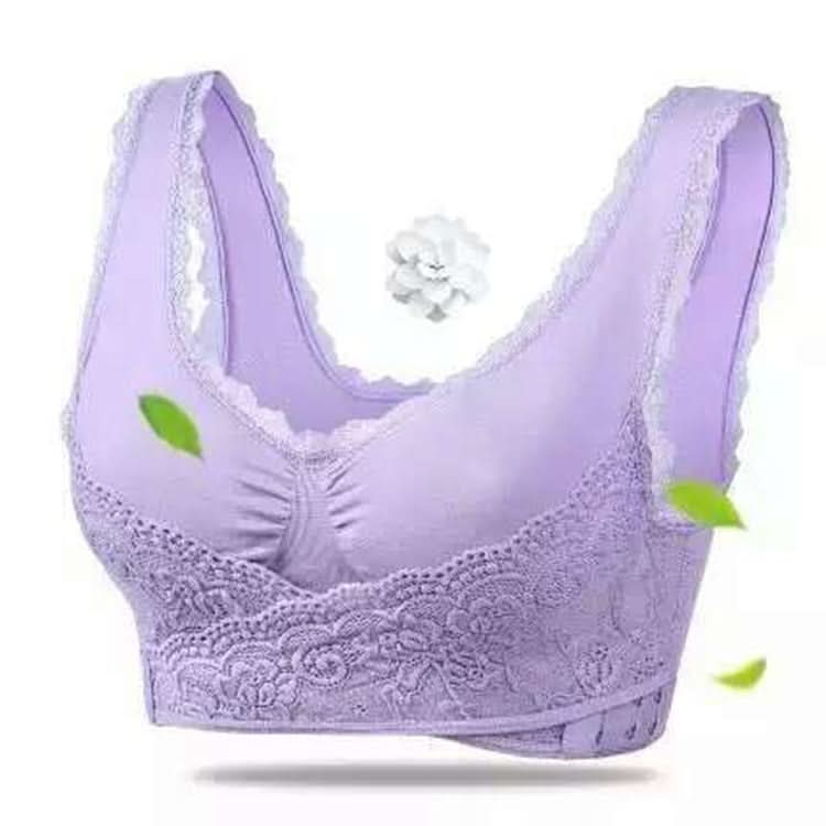 Front Cross Side Buckle Wireless Lace Bra Breathable Sport For Women