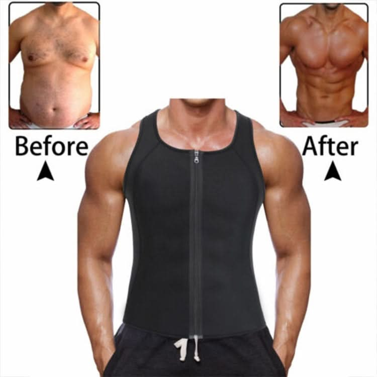 Men Zipper Vest Abdomen Corset Fitness Clothing Reluova