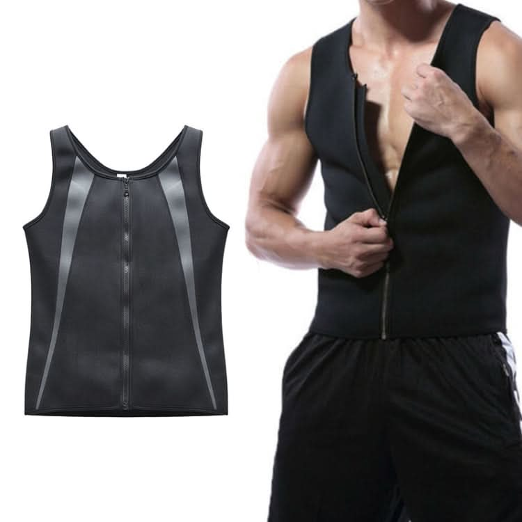 Men Zipper Vest Abdomen Corset Fitness Clothing Reluova