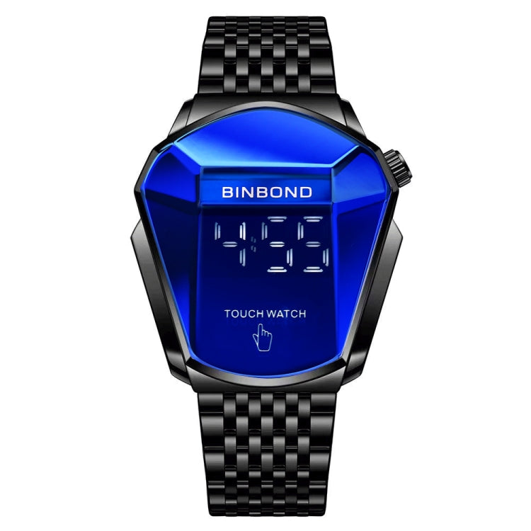 BINBOND Locomotive Concept Touch Screen Steel Belt Watch Men Live Black Technology Watch