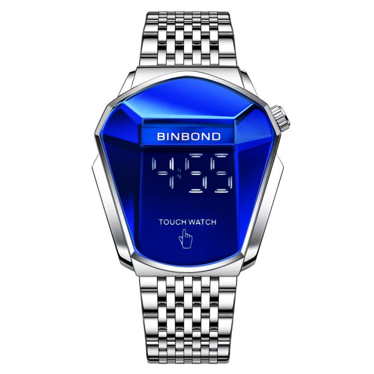 BINBOND Locomotive Concept Touch Screen Steel Belt Watch Men Live Black Technology Watch