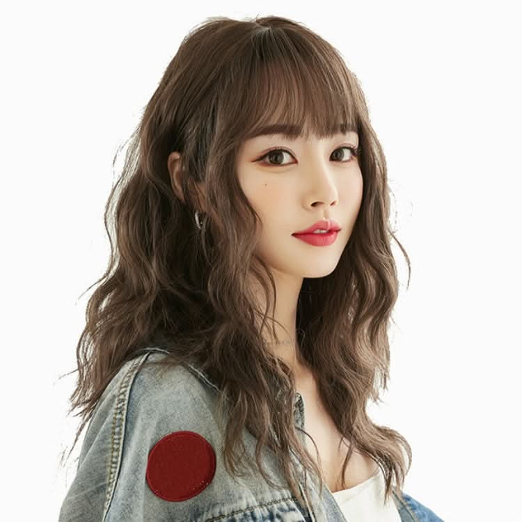 Women's Wool Long Hair With Bangs Natural Fluffy Wig