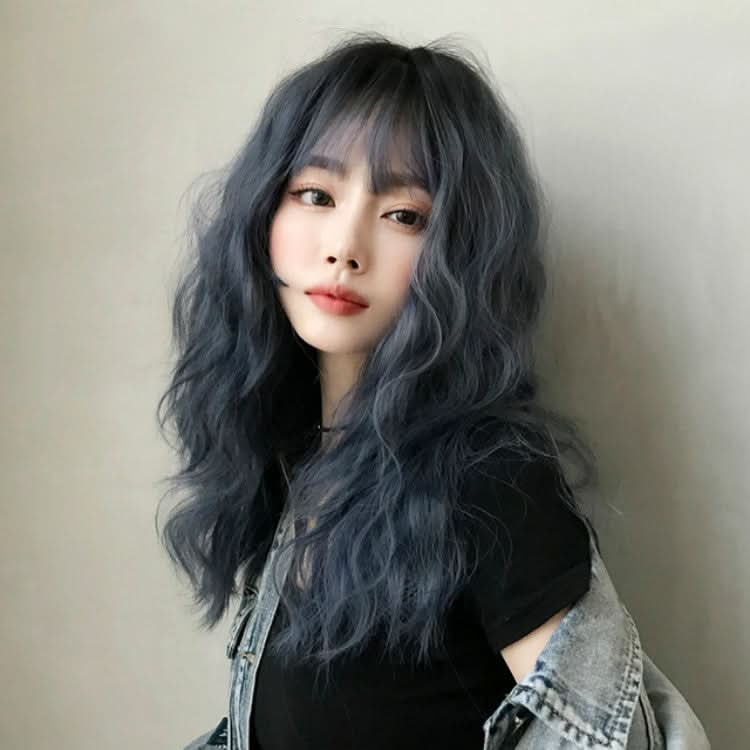 Women's Wool Long Hair With Bangs Natural Fluffy Wig