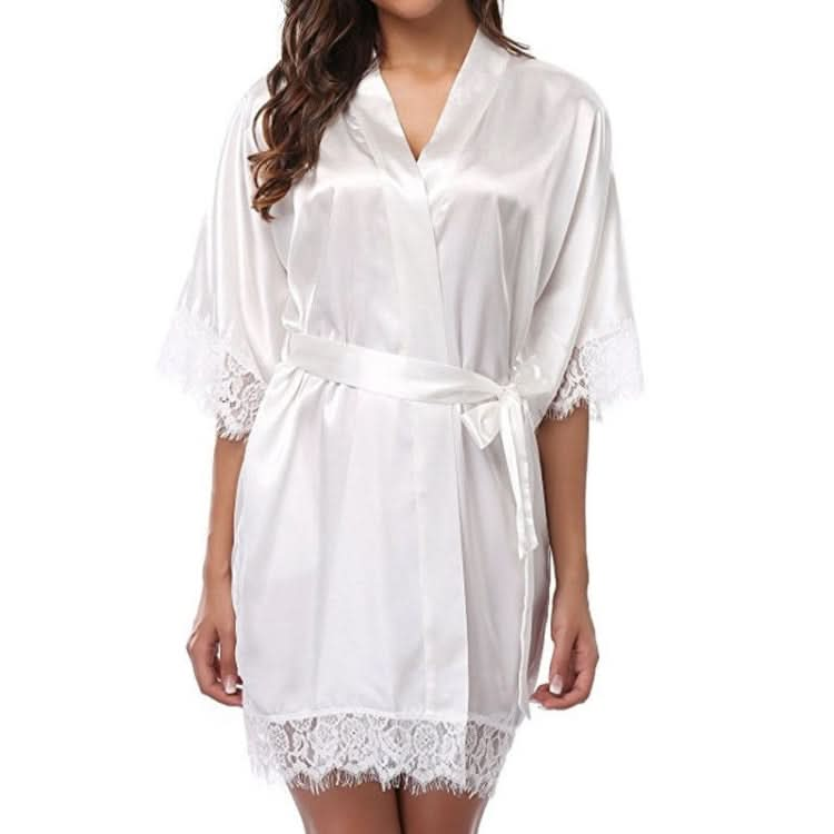 Half Sleeve Robe Women Faux Silk Pajama Sexy Night Dress, Series 1