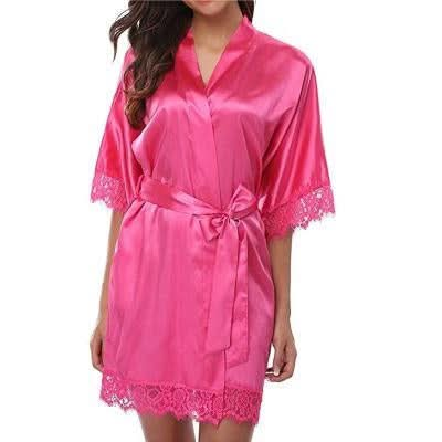 Half Sleeve Robe Women Faux Silk Pajama Sexy Night Dress, Series 1