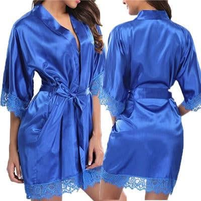 Half Sleeve Robe Women Faux Silk Pajama Sexy Night Dress, Series 2