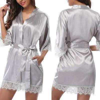 Half Sleeve Robe Women Faux Silk Pajama Sexy Night Dress, Series 2