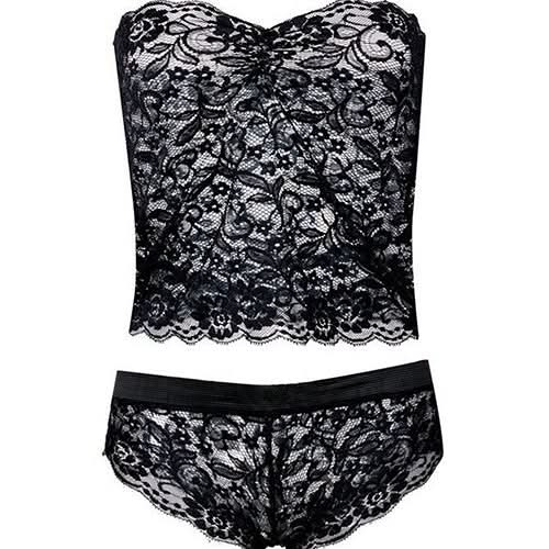 Corset Lace Brassiere Push Up Vest Top Bra and Panty Set Underwear Set