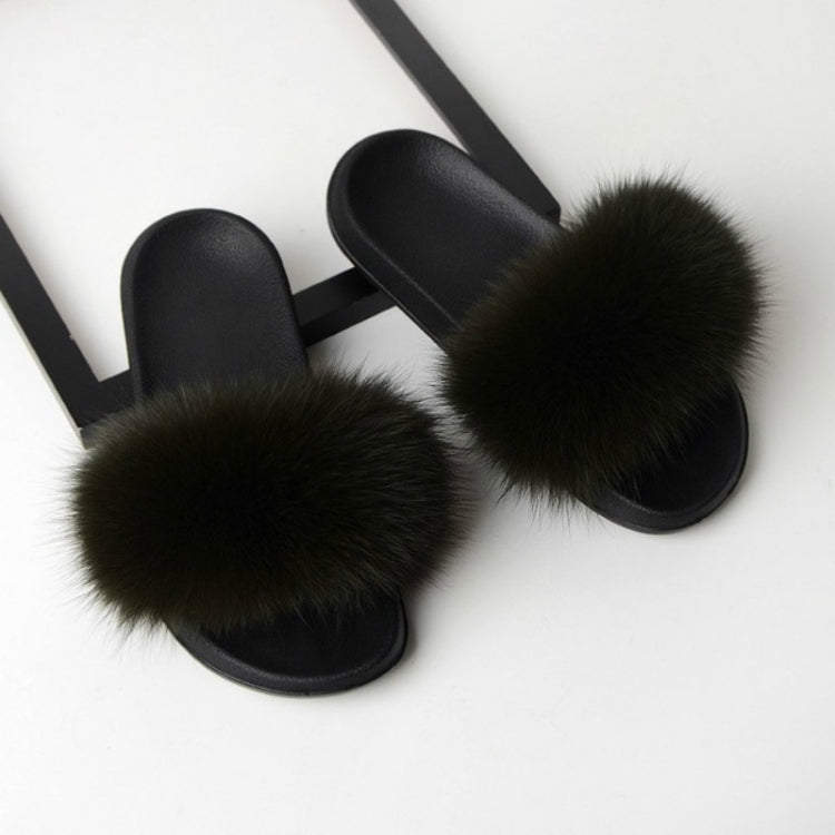 Fox Fur Slippers Flip-flops Non-slip Flat Fur Shoes Sandals for Women, Series 3 Reluova